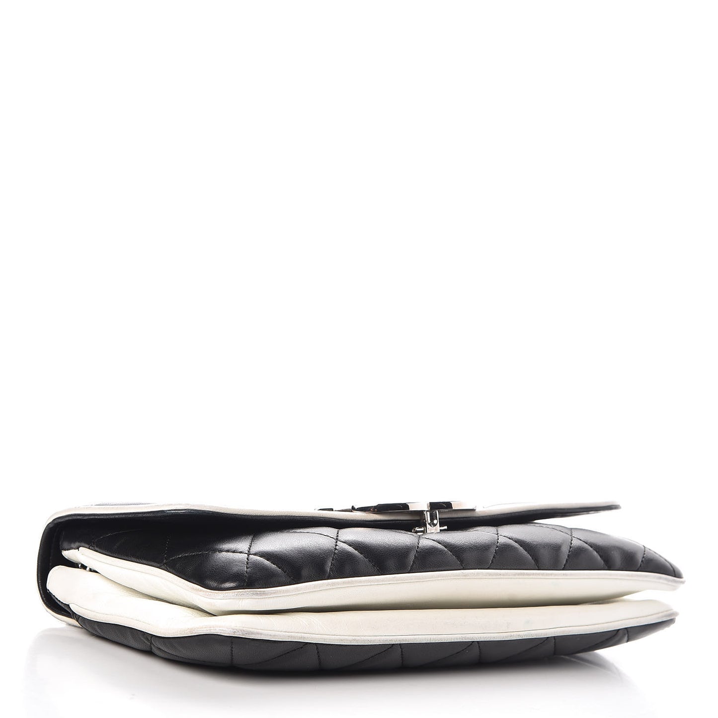 Lambskin Two Tone Flap Black White