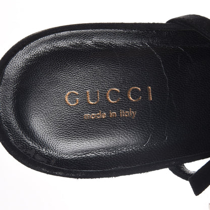 Gucci Suede Fringe Becky High Heel Sandals 38.5 Black 7 of 8