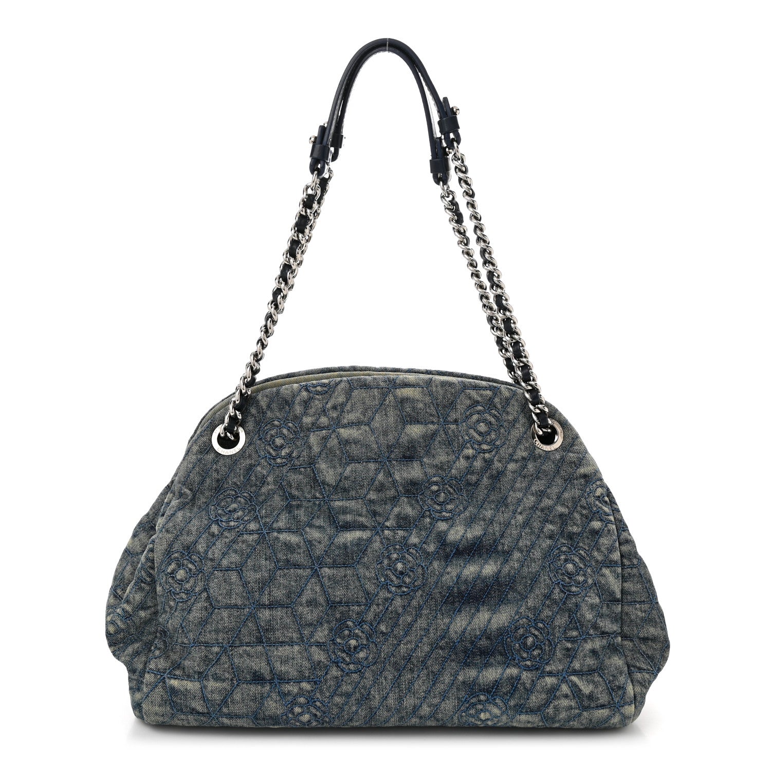 Chanel Denim Camellia Embroidered Medium Just Mademoiselle Blue 1 of 11