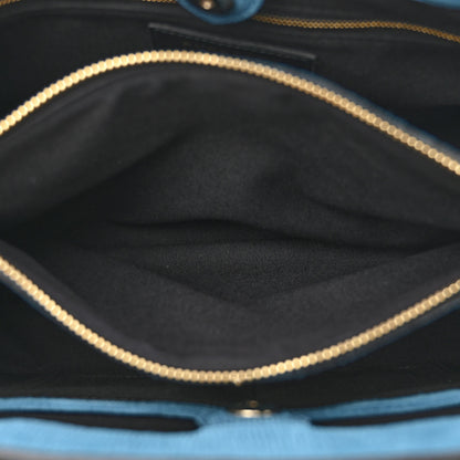 Burberry Snakeskin Textured Calfskin House Check Medium Banner Tote Blue 7 of 13