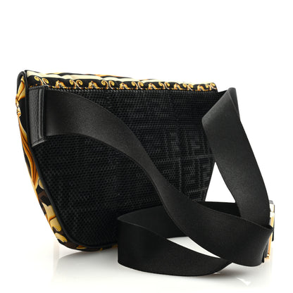 Fendi X VERSACE Nylon Cuoio Romano Fendace FF Baroque Belt Bag Black Gold 3 of 9