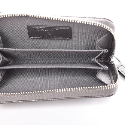 Chanel Metallic Calfskin Camellia Embossed Zip Coin Purse Grey 5 of 7
