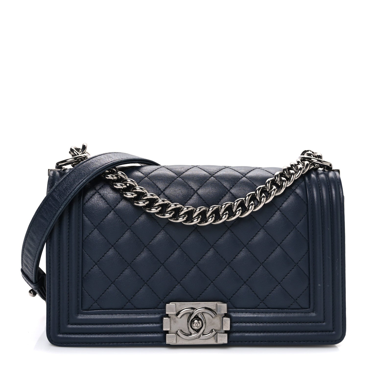 Chanel Calfskin Quilted Medium Boy Flap Dark Navy 1 of 12