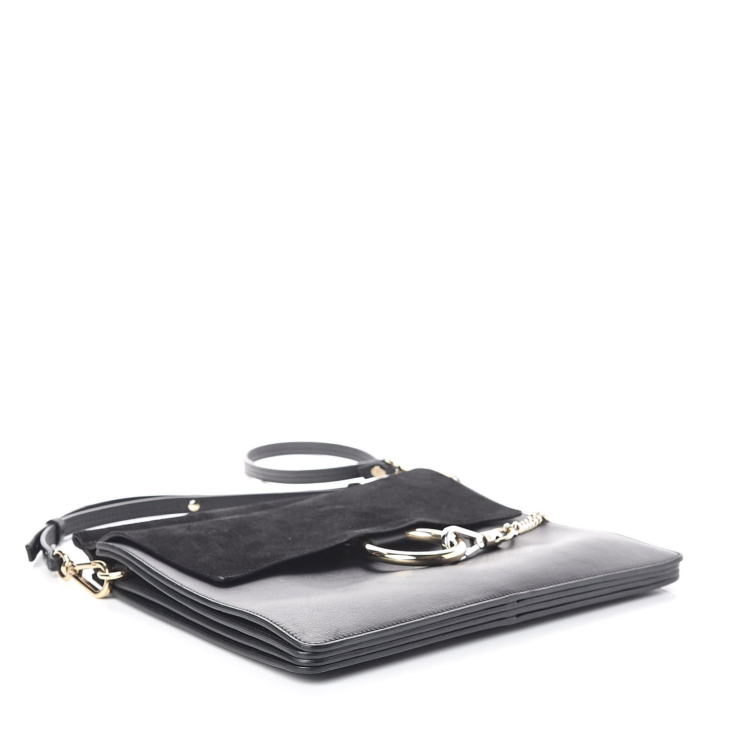 Suede Calfskin Medium Faye Shoulder Bag Black