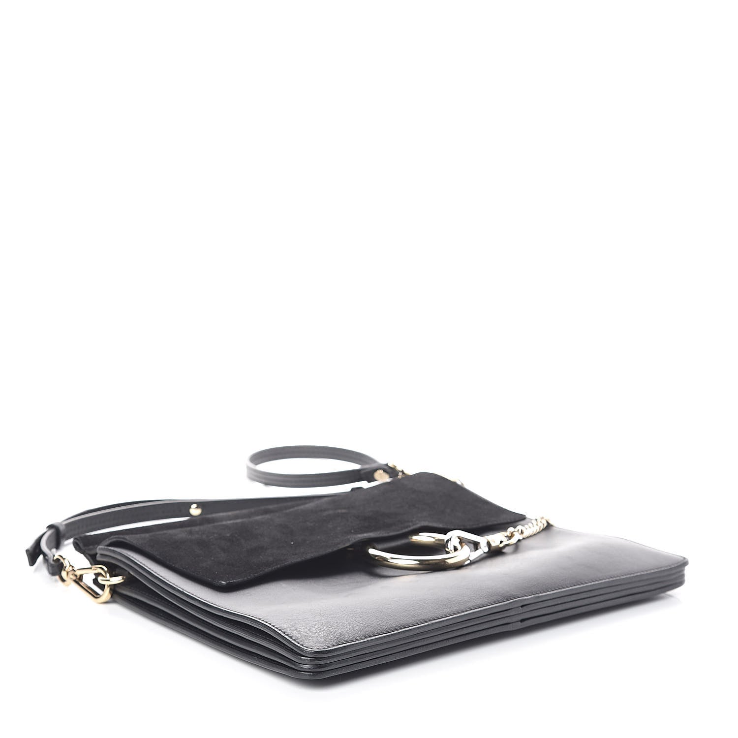 Chloe Suede Calfskin Medium Faye Shoulder Bag Black 4 of 9