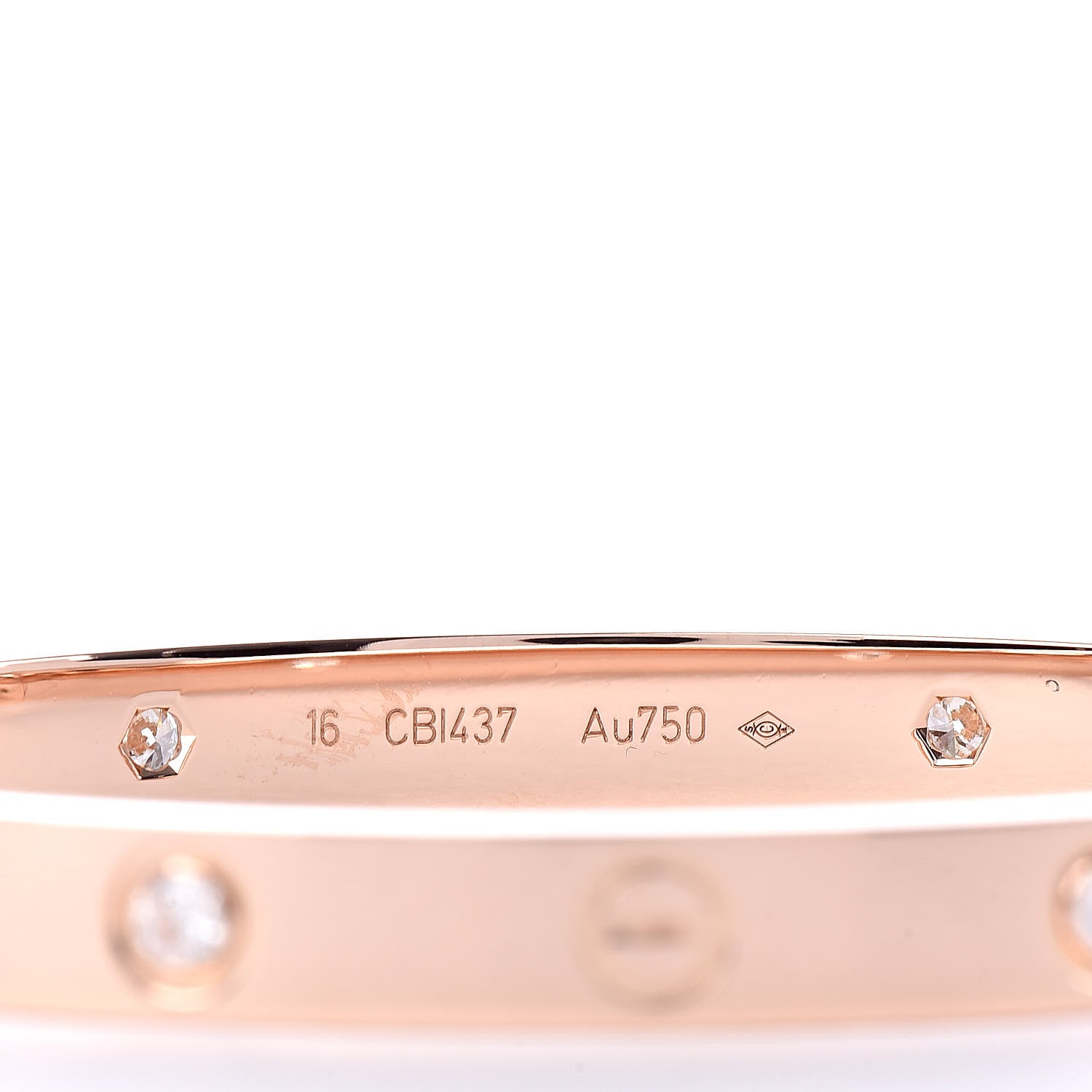 Cartier 18K Pink Gold 4 Diamond LOVE Bracelet 16 4 of 7