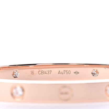 Cartier 18K Pink Gold 4 Diamond LOVE Bracelet 16 4 of 7