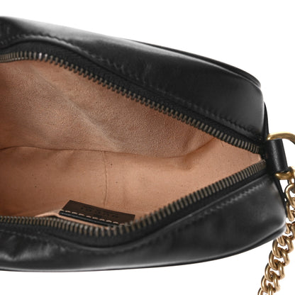 Gucci Calfskin Matelasse Mini GG Marmont Chain Shoulder Bag Black 5 of 9