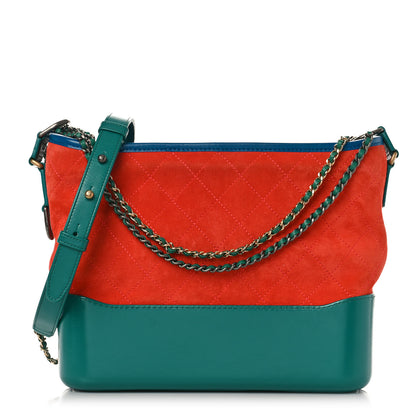 Chanel Suede Calfskin Quilted Medium Gabrielle Hobo Orange Green Blue 1 of 9