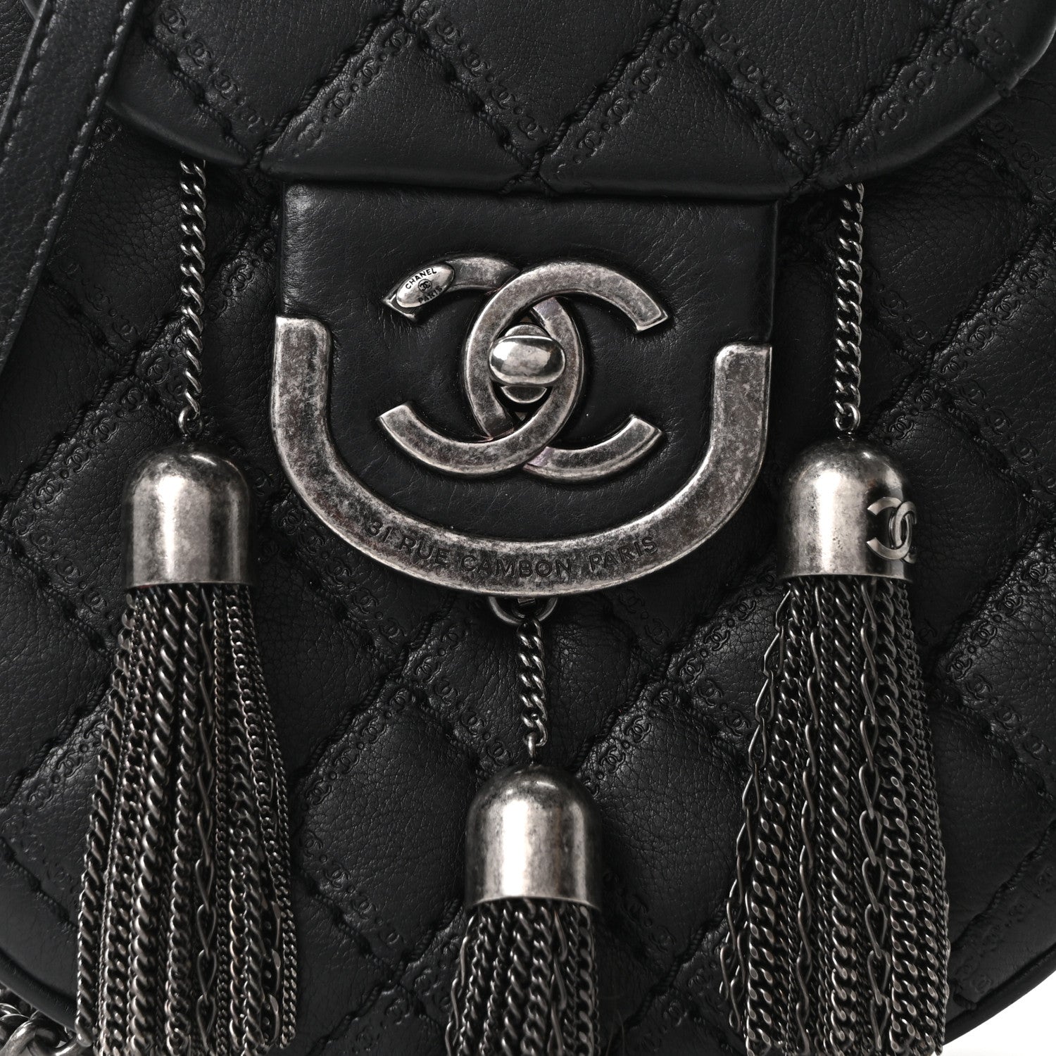 Chanel Calfskin Quilted Coco Sporran Small Tassel Flap Black 8 of 10
