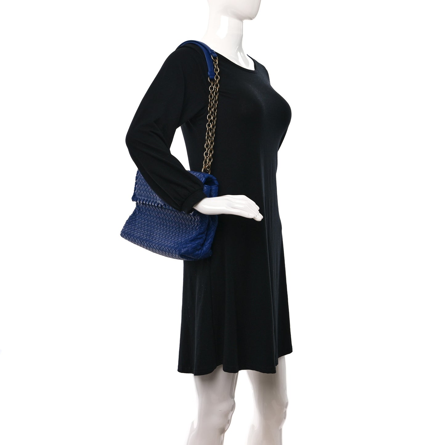 Nappa Intrecciato Olimpia Shoulder Bag Cobalt