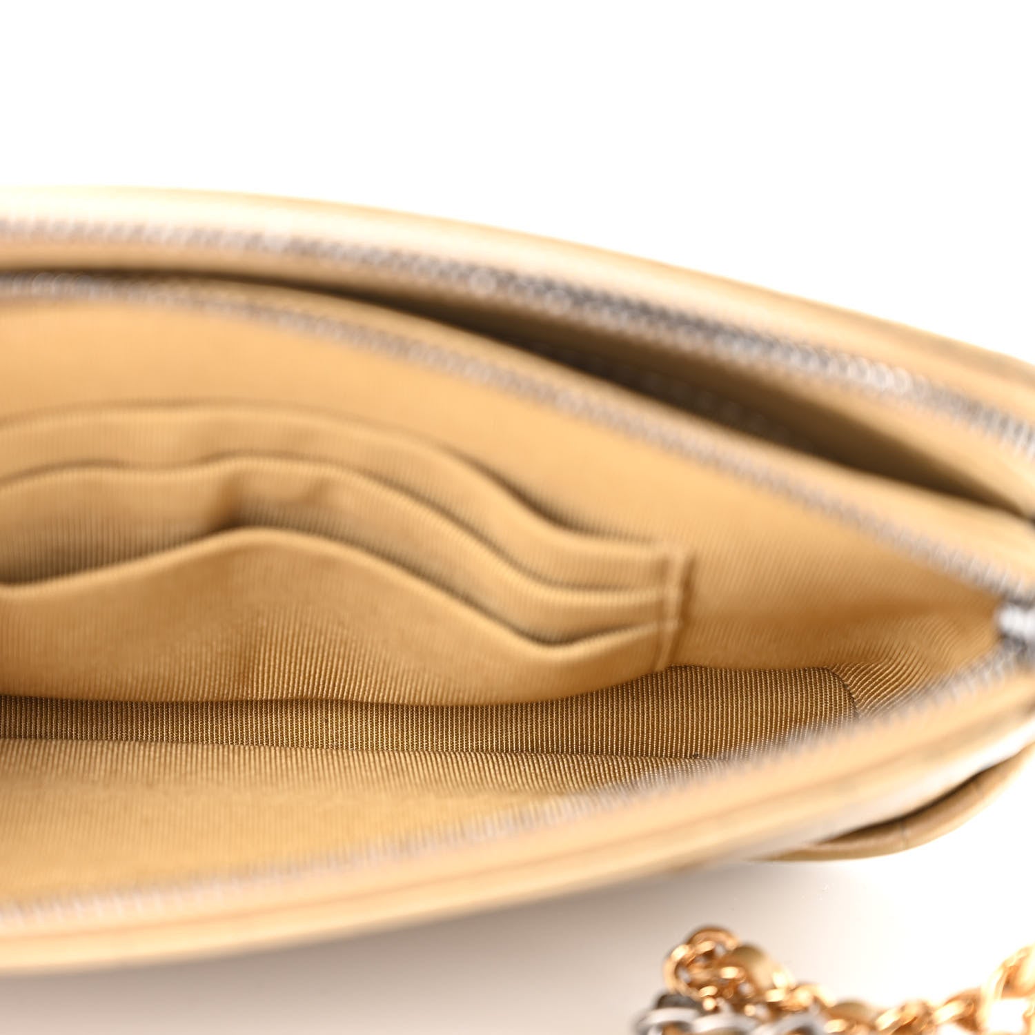 Chanel Metallic Calfskin Crocodile Embossed Small Gabrielle Clutch With Chain Gold 5 of 13