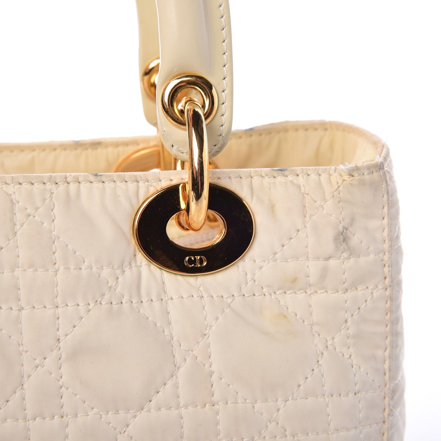 Nylon Cannage Medium Lady Dior White