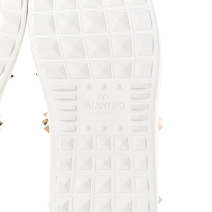 Valentino Garavani Calfskin Leopard Print Rockstud Untitled Open Sneakers 35 White 6 of 8