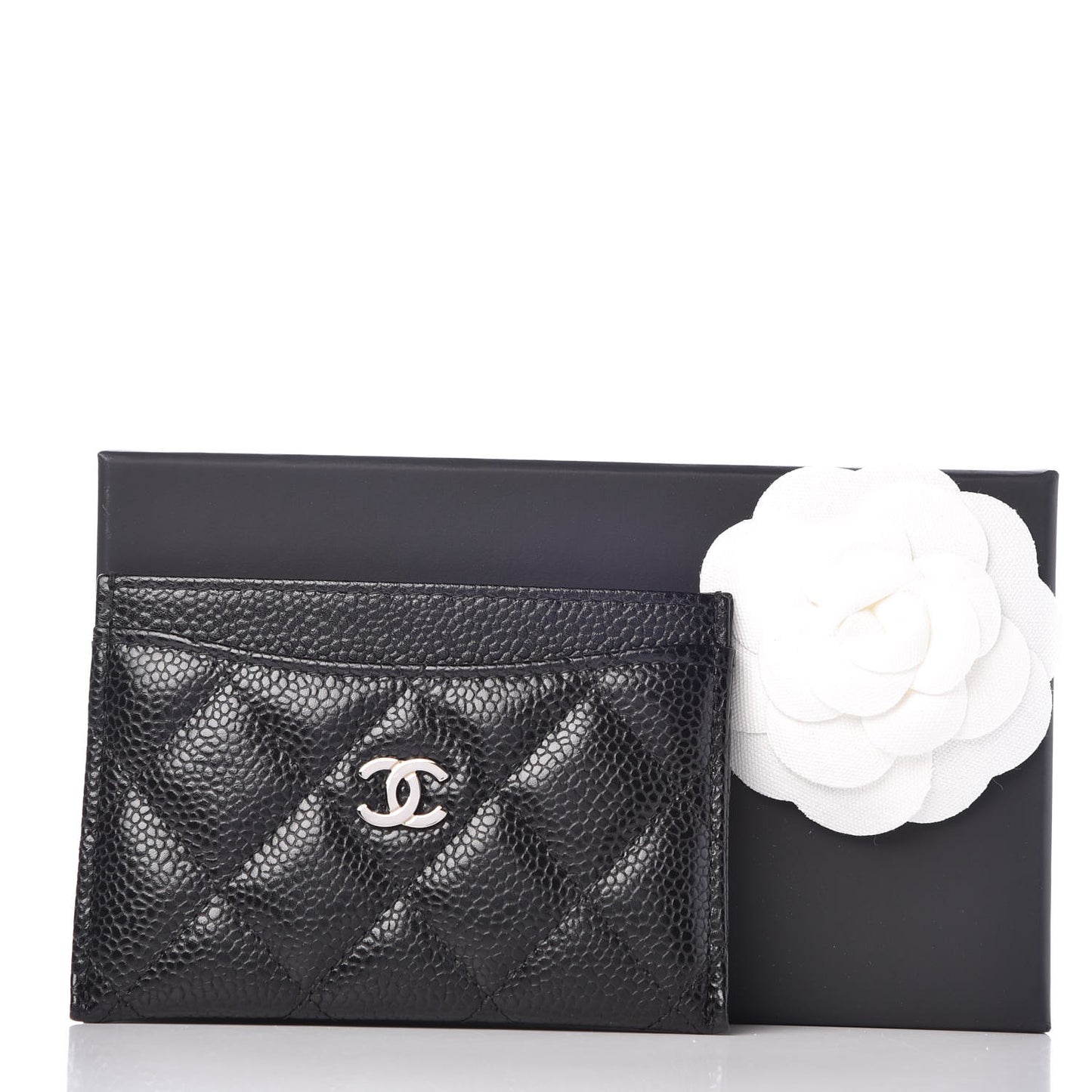 Caviar Quilted Card Holder Black