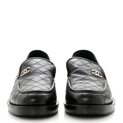 Chanel Calfskin Stitched CC Loafers 39 Black 2 of 8
