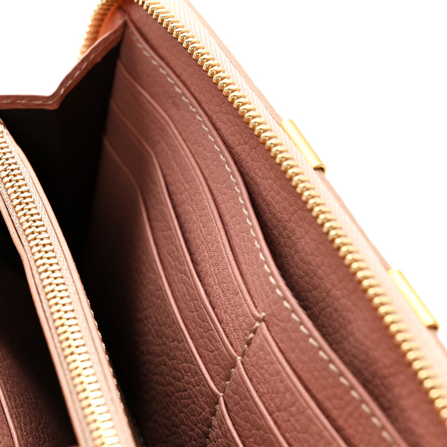 Grained Calfskin Marcie Long Zip Around Wallet Pink