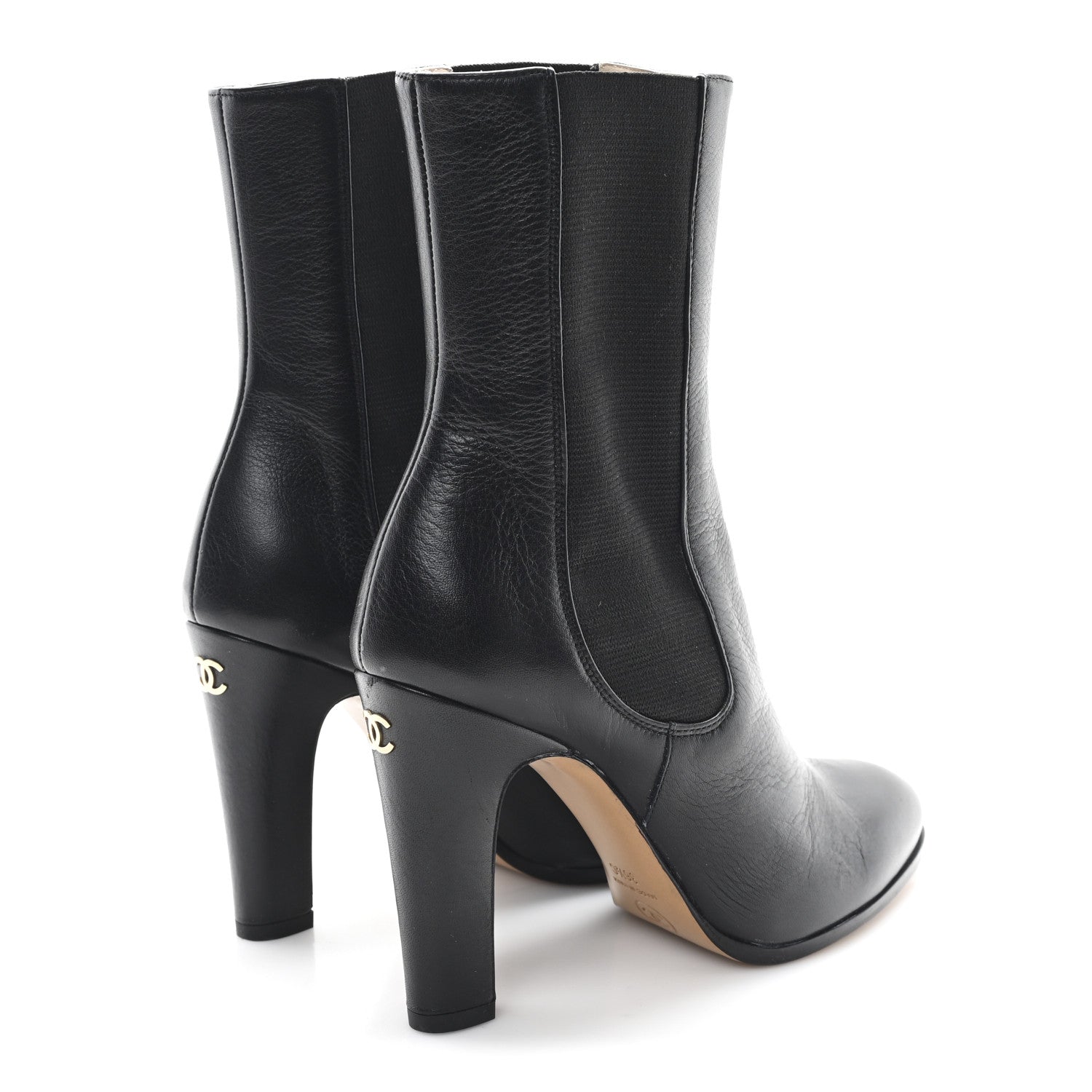 Chanel Calfskin CC Ankle Boots 36.5 Black 5 of 9