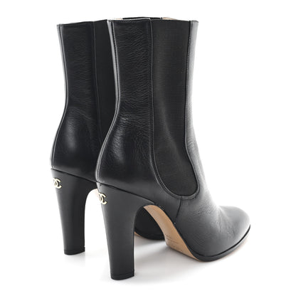Chanel Calfskin CC Ankle Boots 36.5 Black 5 of 9