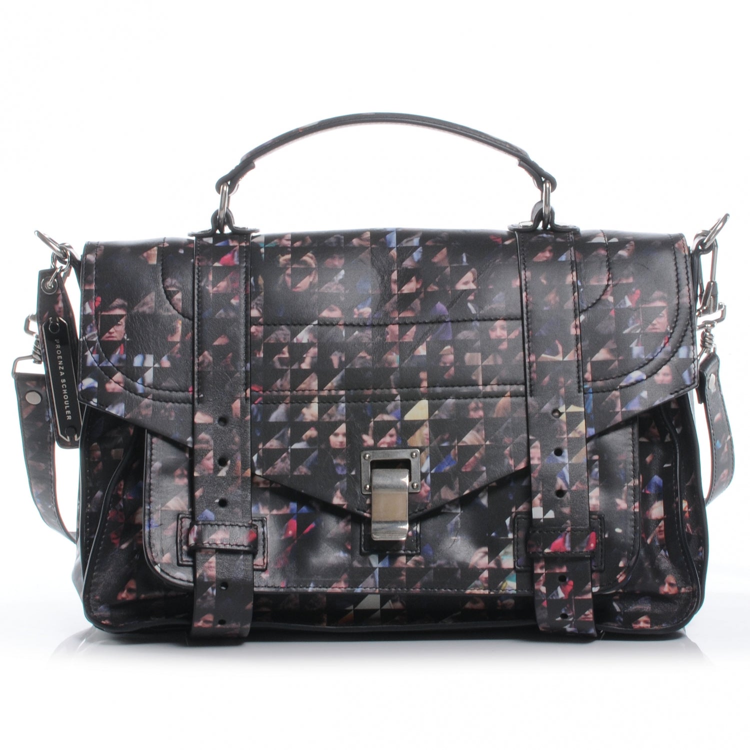 Proenza Schouler Leather PS1 Medium Crowd Print Satchel Black Multicolor 1 of 7