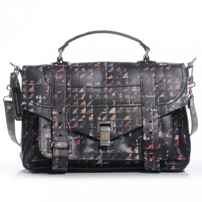 Proenza Schouler Leather PS1 Medium Crowd Print Satchel Black Multicolor 1 of 7