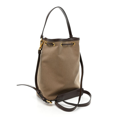 Prada Jacquard Logo Mini Bucket Crossbody Bag Corda Bruciato 3 of 7