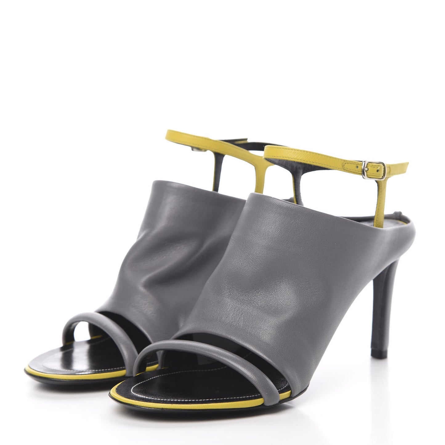 Lambskin Bi-Color Open Toe Glove Sandal 38 Grey