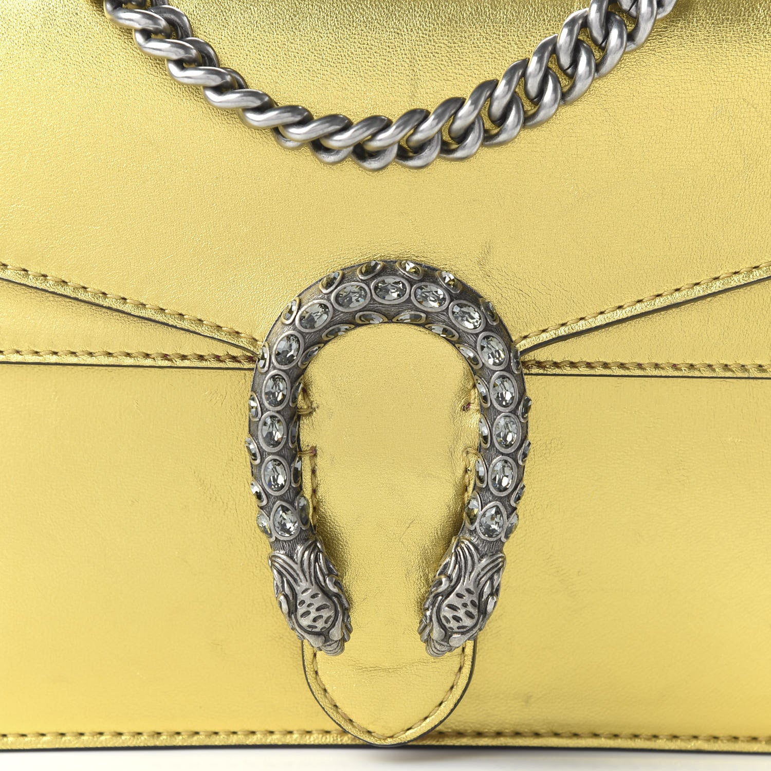 Gucci Metallic Calfskin Crystal Mini Dionysus Shoulder Bag Gold 10 of 11