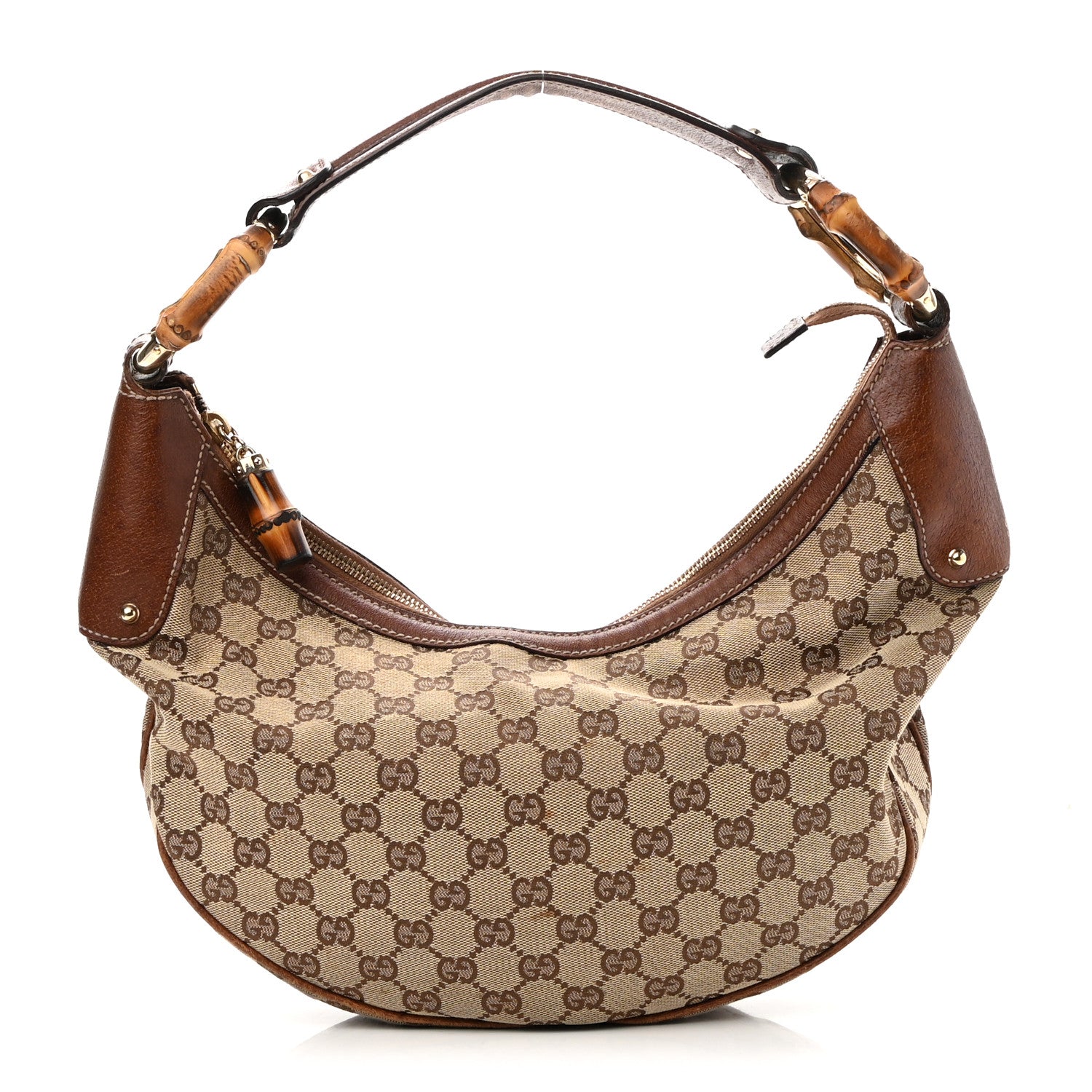 Gucci Monogram Bamboo Ring Hobo Brown 1 of 14