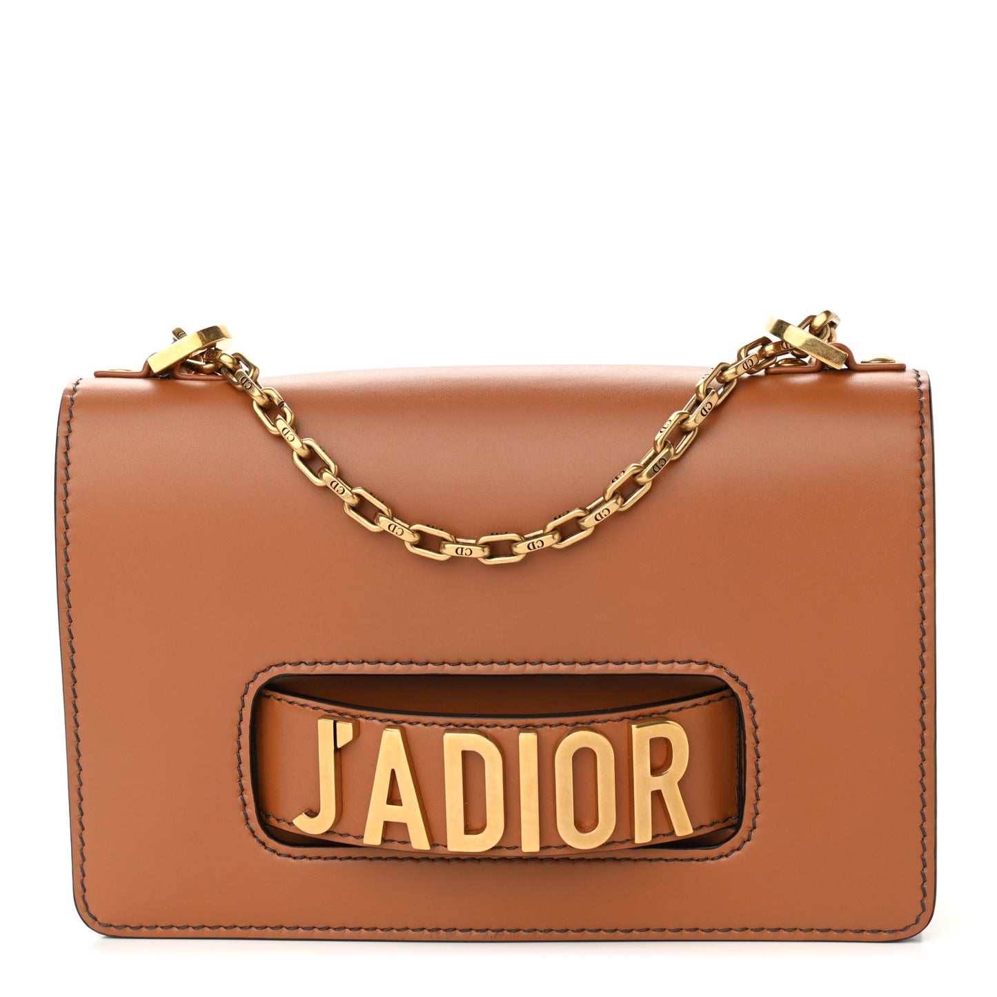 Calfskin J'Adior Chain Flap Bag Tan