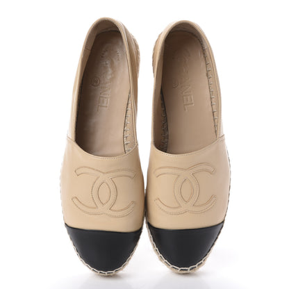 Chanel Lambskin CC Espadrilles 37 Beige Black 5 of 12