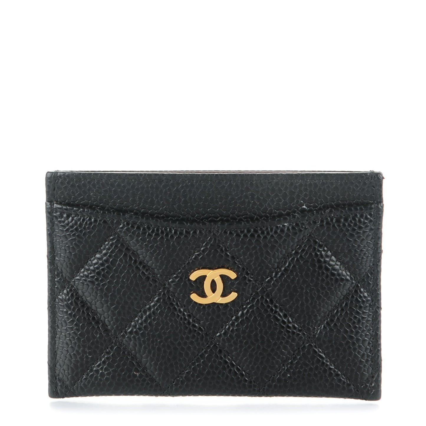 Caviar Quilted Card Holder Black