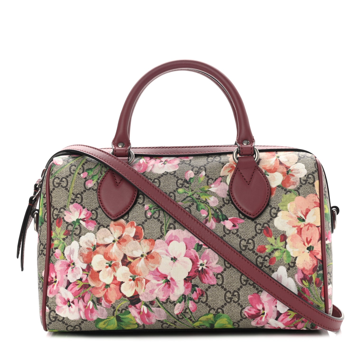 Gucci GG Supreme Monogram Blooms Small Boston Beige Multicolor Dry Rose 1 of 11