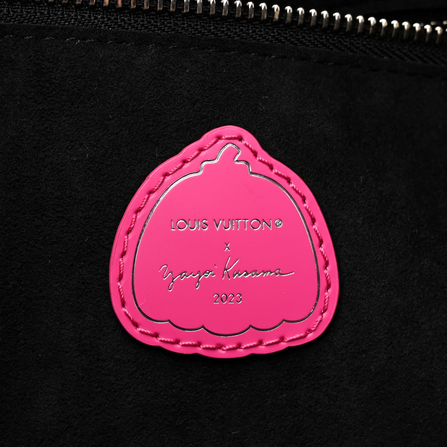 Louis Vuitton LV X YK Empreinte Infinity Dots Neverfull MM Black Fuchsia 7 of 11
