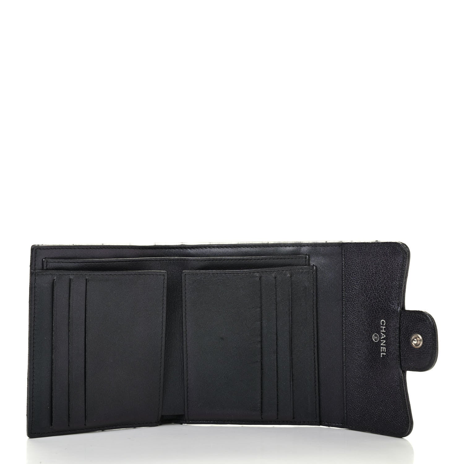 Chanel Iridescent Caviar Chevron Quilted Compact Flap Wallet Black 5 of 11