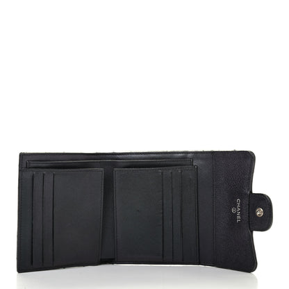 Chanel Iridescent Caviar Chevron Quilted Compact Flap Wallet Black 5 of 11