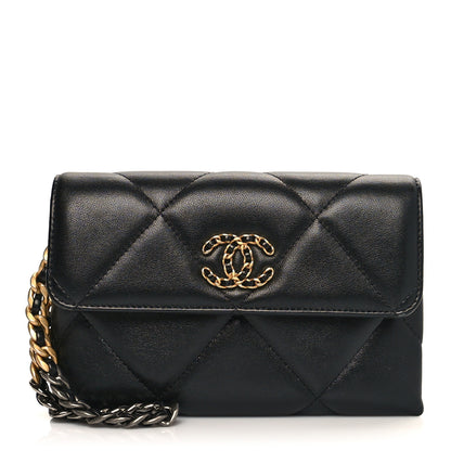 Chanel Lambskin Quilted Chanel 19 Flap Clutch Black 1 of 12