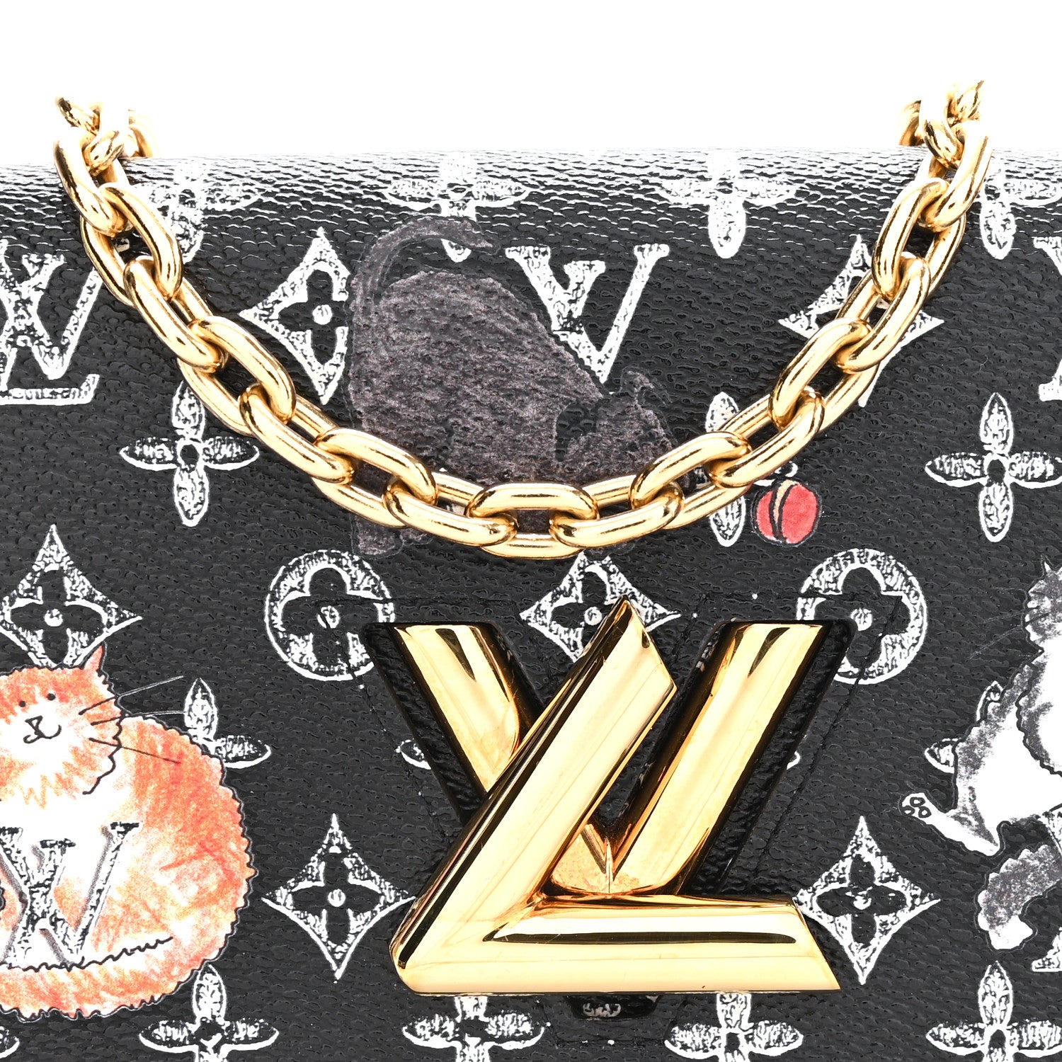 Louis Vuitton Catogram Twist Chain Wallet Black 7 of 9