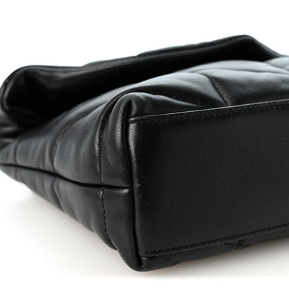 Saint Laurent Lambskin Quilted Toy Loulou Puffer Monogram Chain Satchel Black 8 of 9