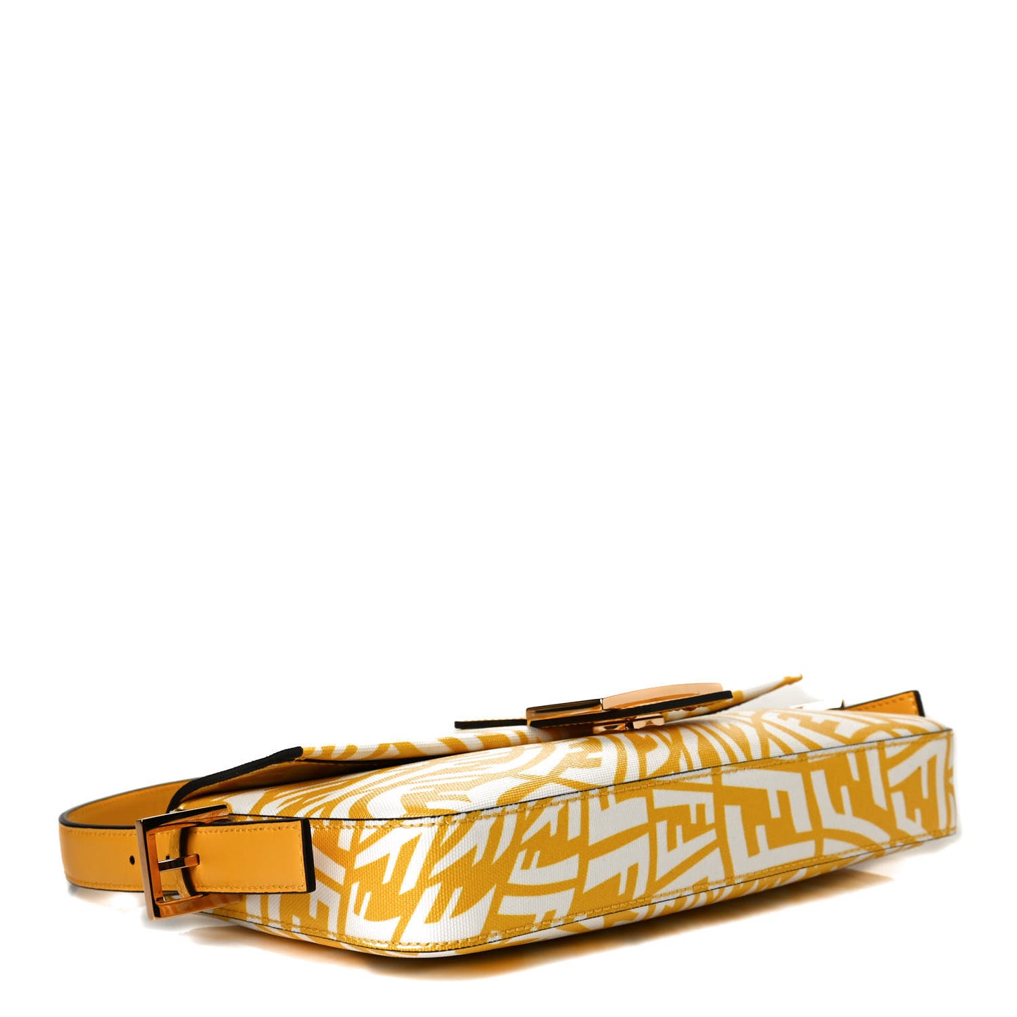 X SARAH COLEMAN Glazed Canvas Vitello King FF Vertigo Baguette 1997 Mimosa White