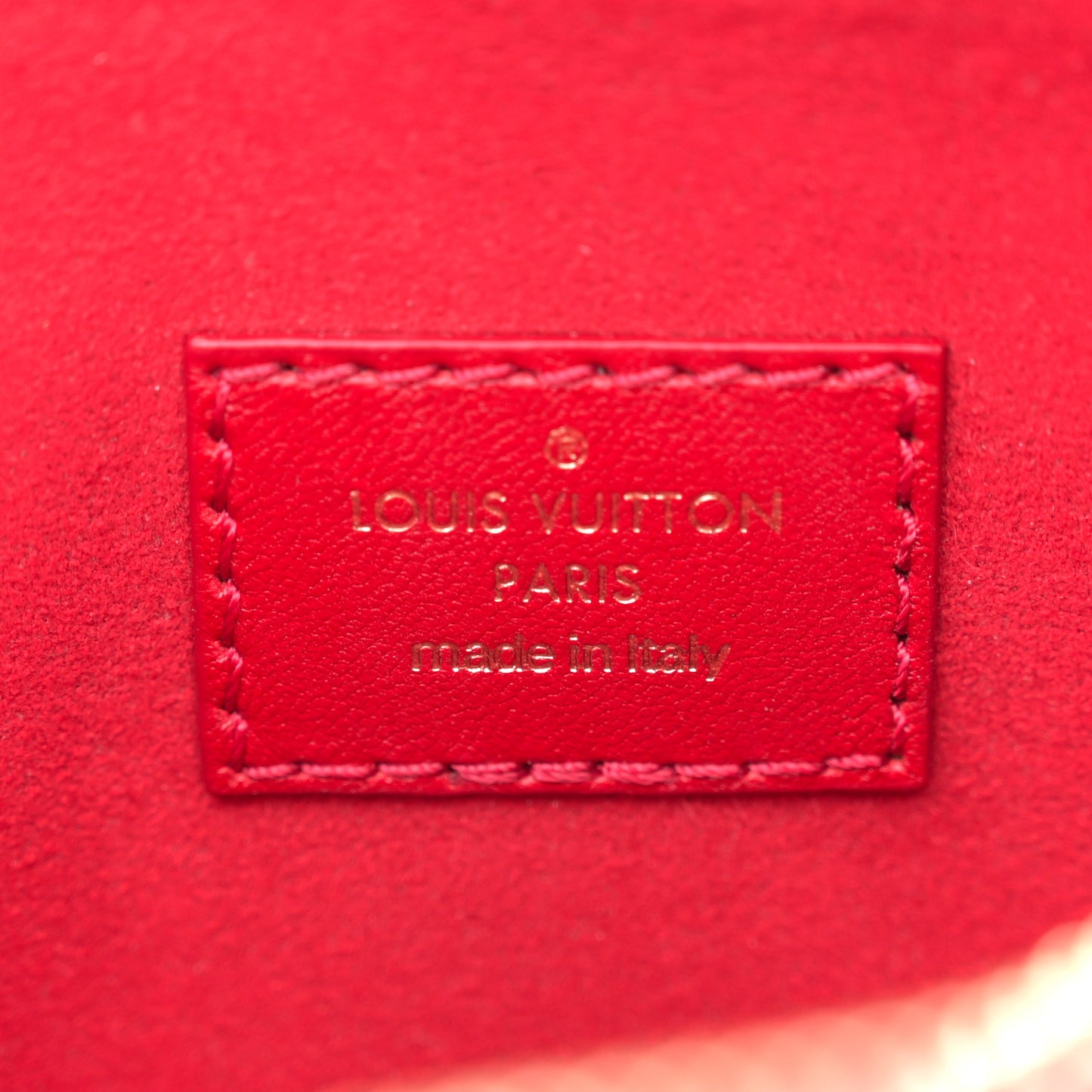 Mother of Pearl Lambskin Embossed Monogram Coussin BB Red Green
