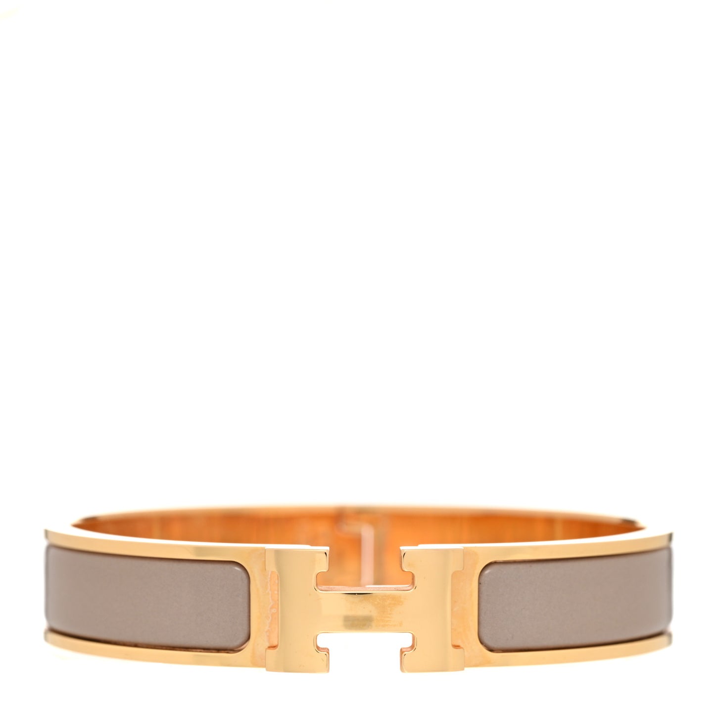 Enamel Narrow Clic Clac H Bracelet GM Marron Glace