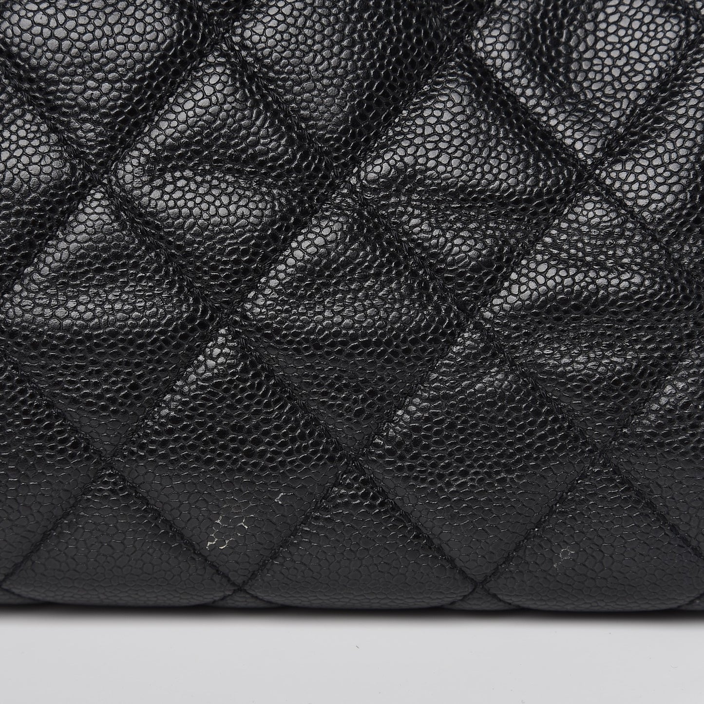 Caviar Quilted Shopping Tote Black