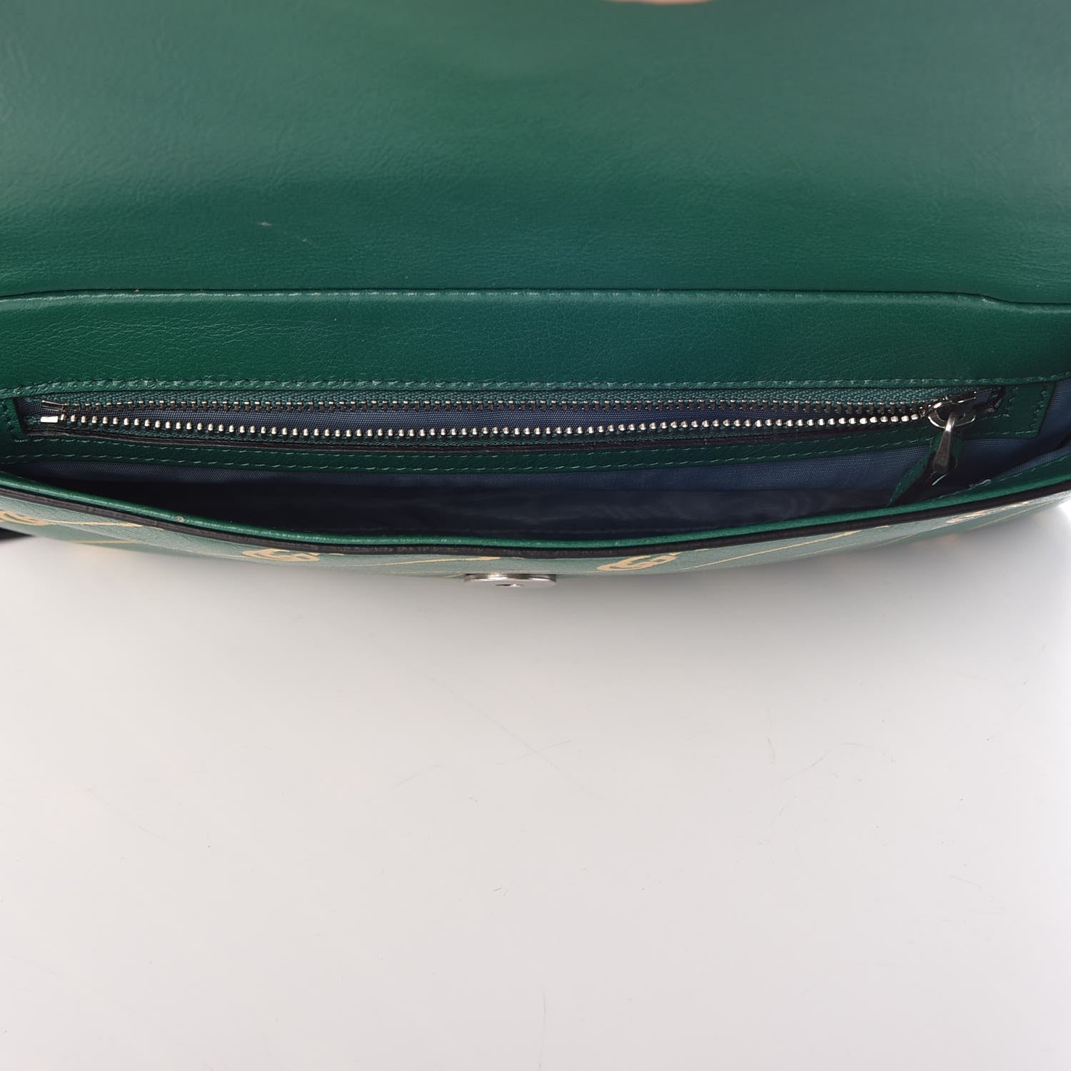 Gucci Calfskin Diagonal GG Medium Thiara Double Envelope Shoulder Bag Emerald Green Black 5 of 8
