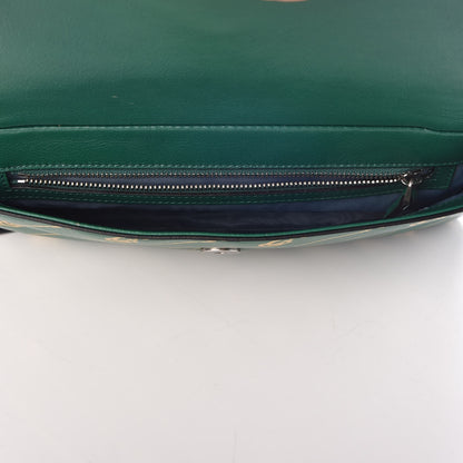 Gucci Calfskin Diagonal GG Medium Thiara Double Envelope Shoulder Bag Emerald Green Black 5 of 8
