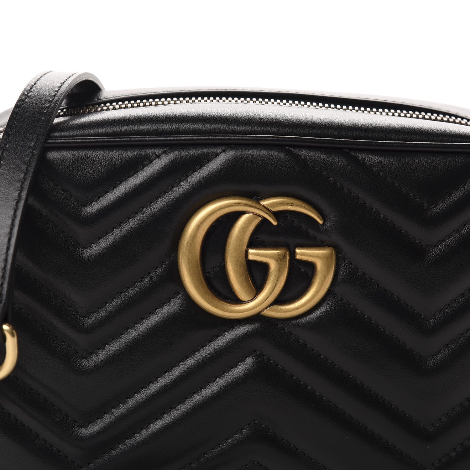 Gucci Calfskin Matelasse Small GG Marmont Chain Shoulder Bag Black 9 of 9