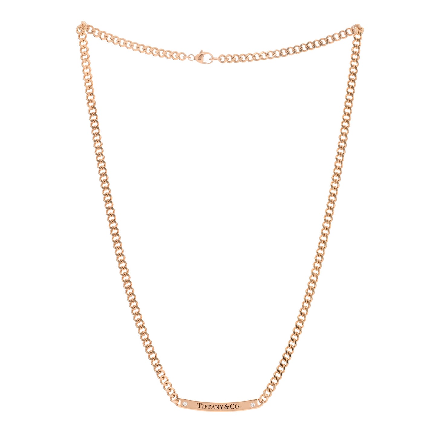 18K Rose Gold Diamond Metro Link ID Chain Necklace
