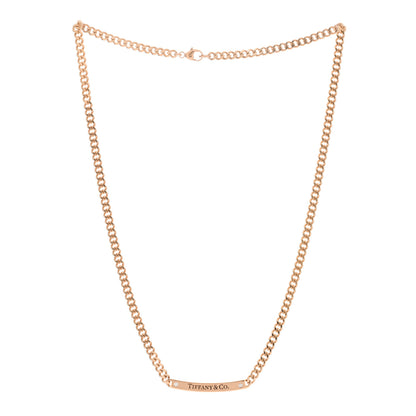 Tiffany 18K Rose Gold Diamond Metro Link ID Chain Necklace 2 of 4