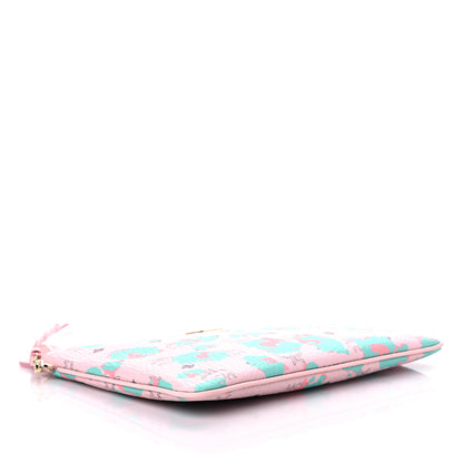 MCM Visetos Floral Leopard Wristlet Zip Pouch Pink 4 of 7