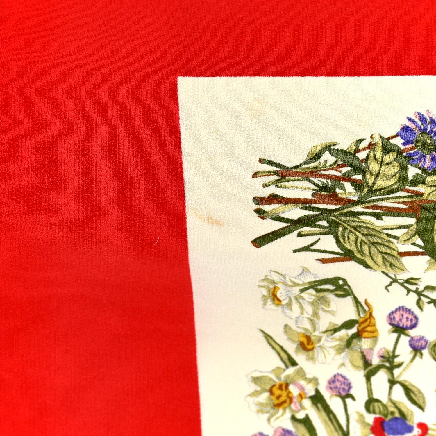 Gucci Monogram Silk Floral Scarf Red Multicolor 4 of 4